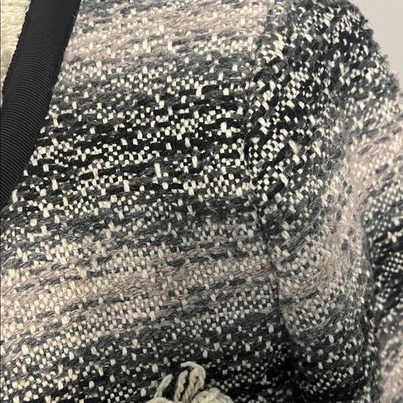 Cynthia Rowley Black/Grey/Pink Fringed Striped Blazer Sz M - Picture 5 of 7